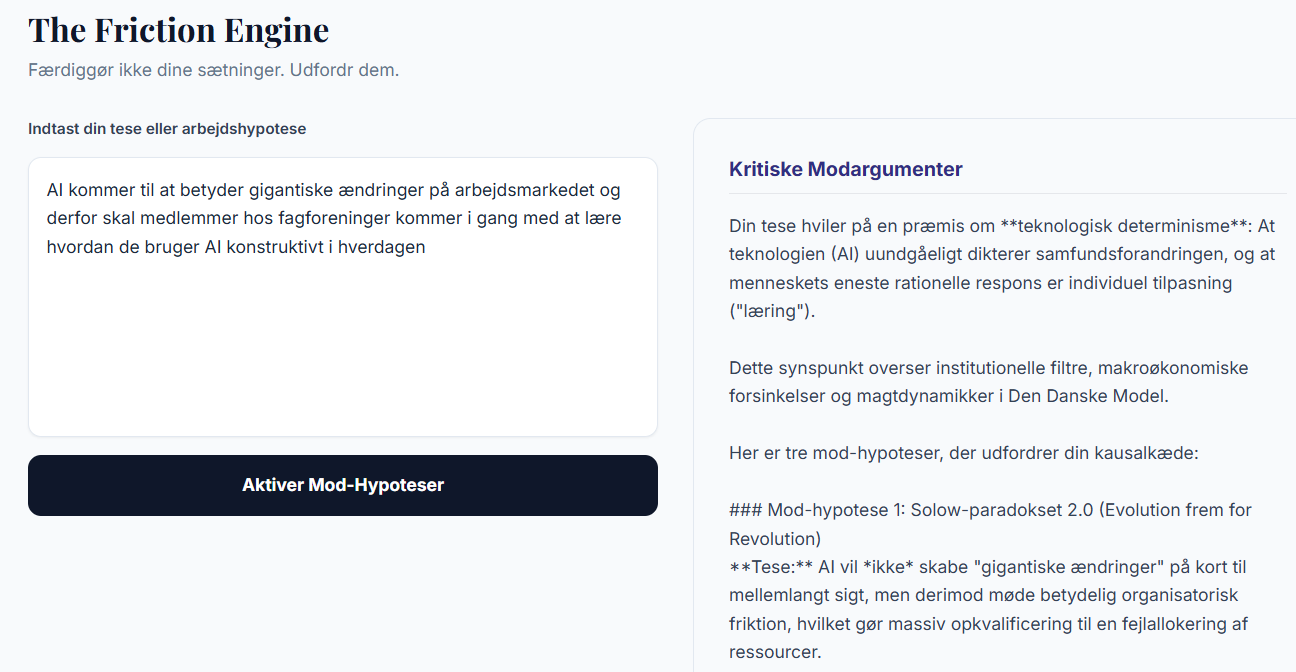 Skærmbillede fra Critico - Friction Engine