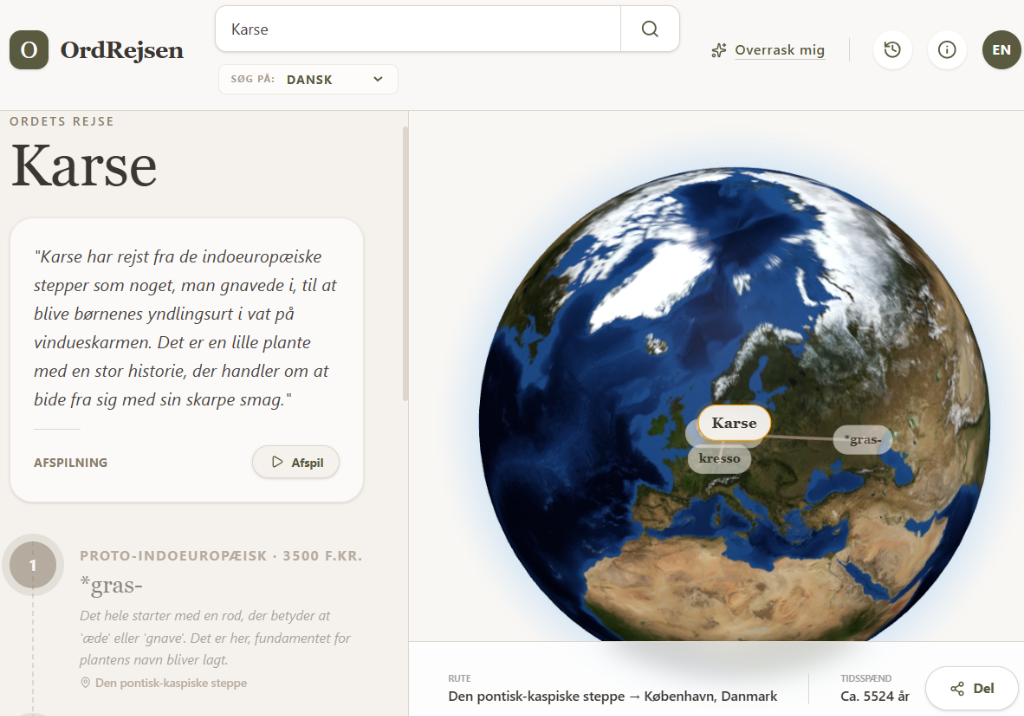 Skærmbillede fra OrdRejsen