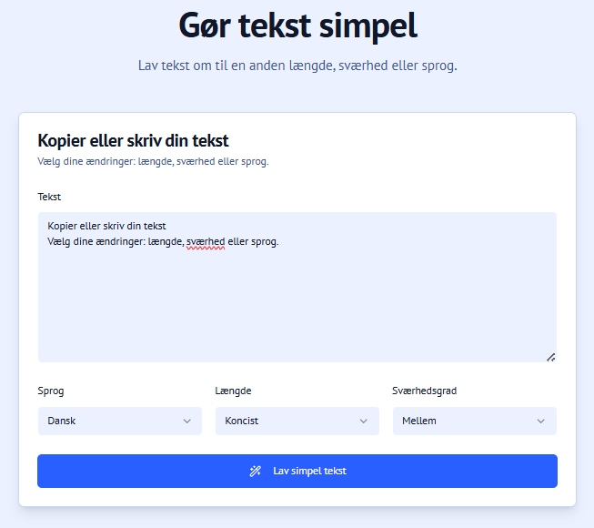 Skærmbillede fra Simpel Tekst